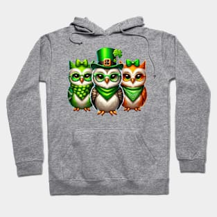 St Patricks Day Trio of Owls Hoodie